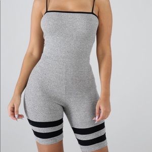 Gray Stripped Romper